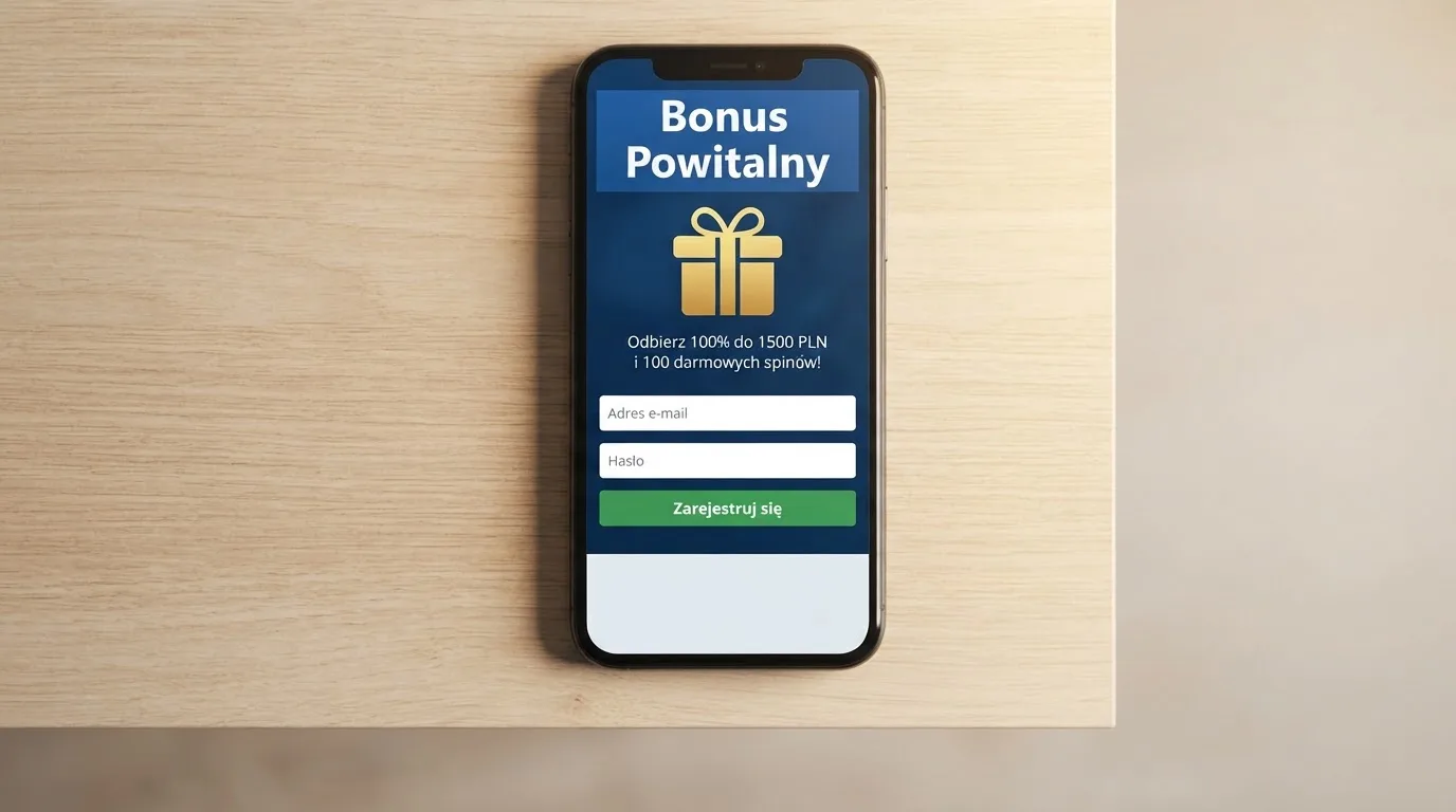 Ekran z warunkami bonusu powitalnego podczas rejestracji w kasynie online