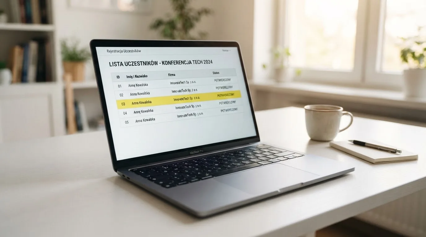 Ekran laptopa z otwartym rejestrem licencji regulatora z Curaçao, w którym jeden wiersz zaznaczono żółtym podświetleniem